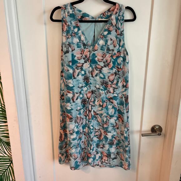 Rebecca Taylor Poolside Blue Aloha Drawstring Abstract Silk Mini Dress Size 4 - Picture 3 of 10